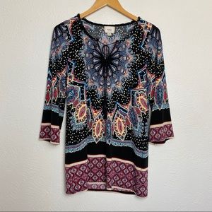 ECI New York Colorful Paisley Long Sleeve Tunic
